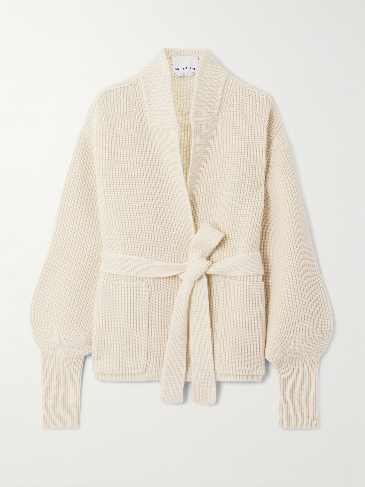 SASUPHI - Belted Ribbed Cashmere Cardigan - Ivory | NET-A-PORTER (UK & EU)