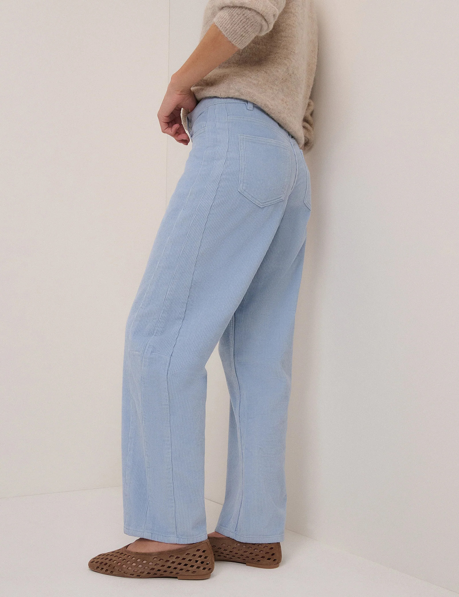 Light Blue Cord Bethnal Barrel Leg Jeans | Nobody's Child