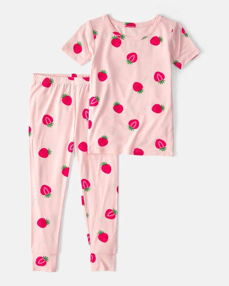 Carter's Baby Girls Girl Strawberry PurelySoft 2-Piece Pajama Set - Pink 24M Pink | Carter's Inc
