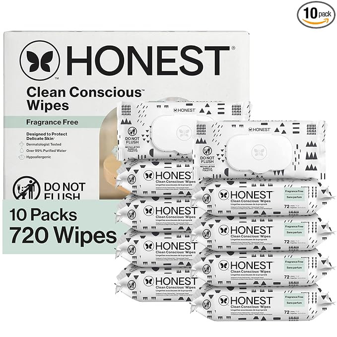 The Honest Company Hypoallergenic Multi-Use Baby Wipes for Sensitive Skin, Pattern Play, 720 Coun... | Amazon (US)