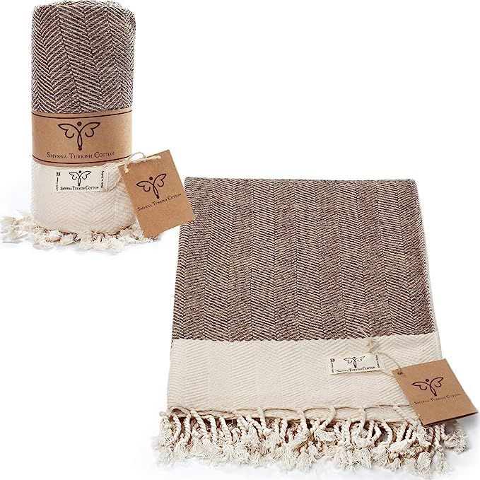 Smyrna Original Turkish Throw Blanket Herringbone Series | 100% Cotton, 50 x 60 Inches | Vintage ... | Amazon (US)