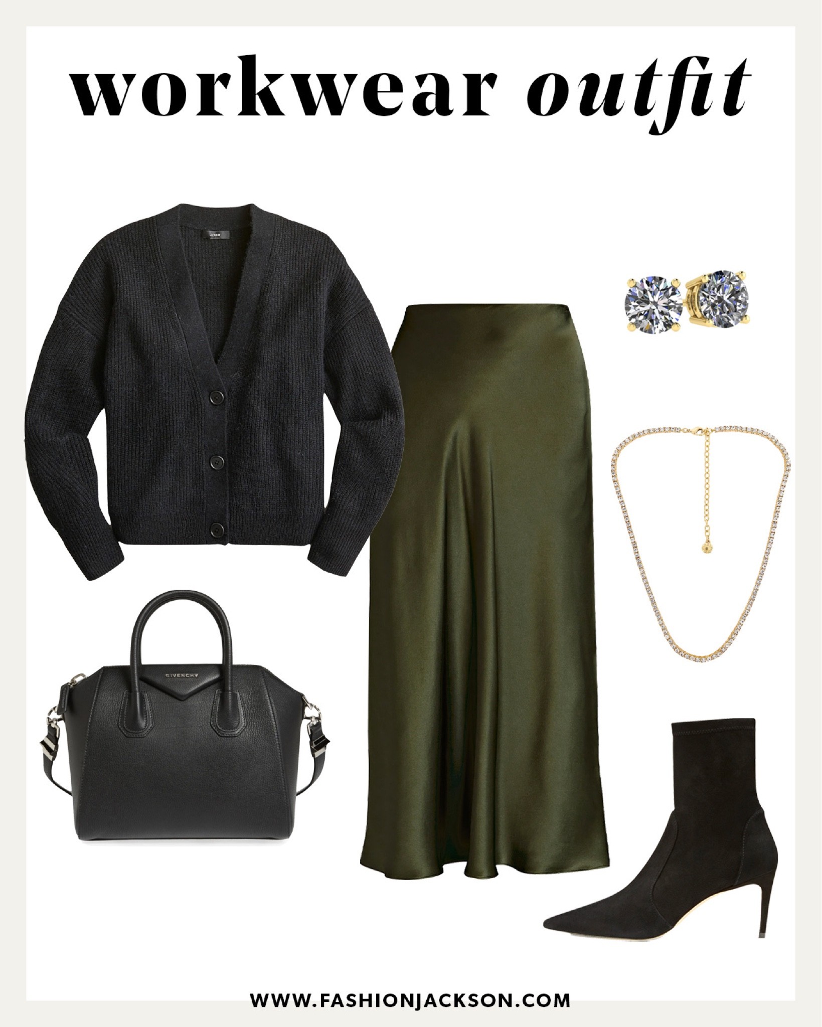 Fall workwear outfit idea #fallfashion #falloutfit #workoutfit #midiskirt #silkskirt #satinskirt #cardigan #businesscasual #fashionjackson

#LTKunder100 #LTKstyletip #LTKworkwear