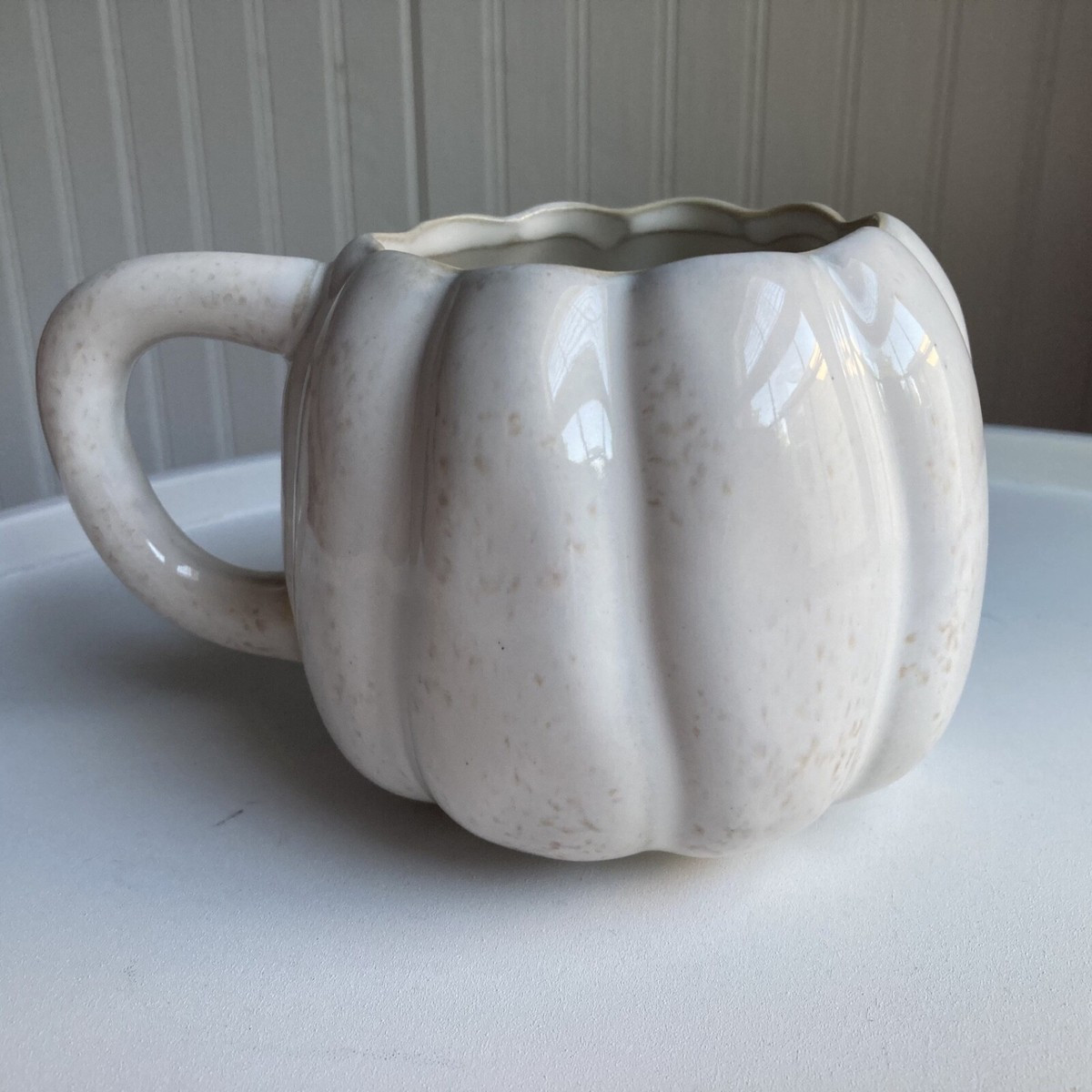 Anthropologie Cindy stoneware Pumpkin Mug white | eBay US