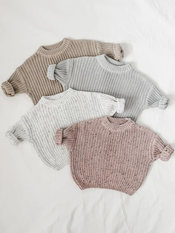 Chunky Knit Oversized Sweater Organic Cotton Baby & Toddler - Etsy | Etsy (US)