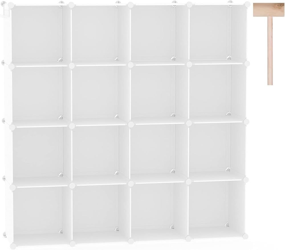 C&AHOME Cube Storage Organizer, 16-Cube Shelves Units, Closet Cabinet, DIY Plastic Modular Book S... | Amazon (US)