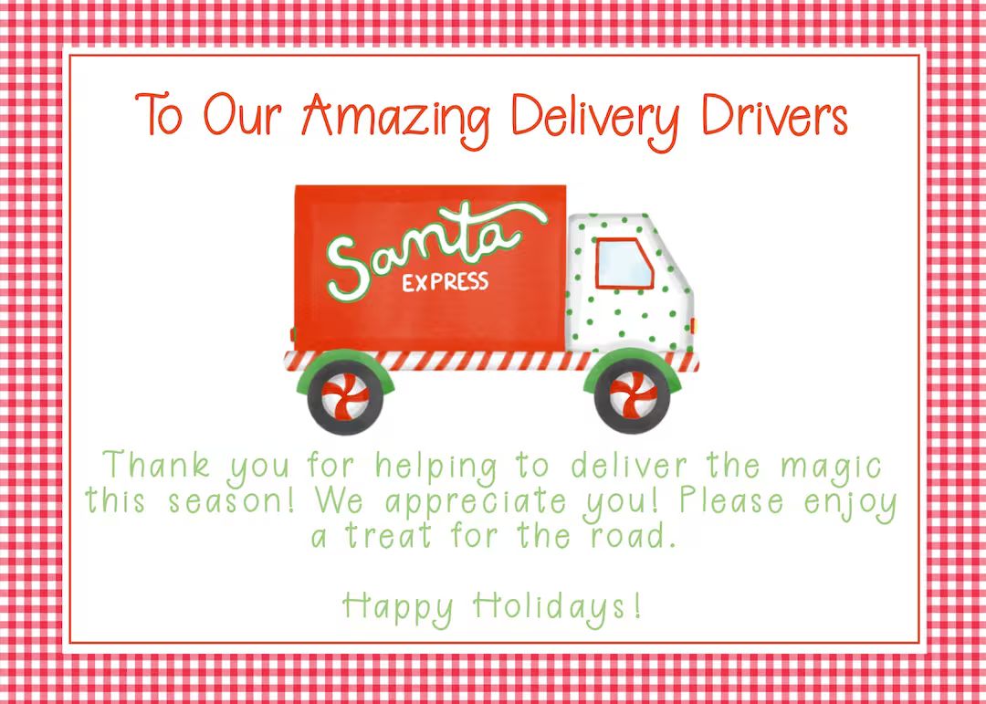 Holiday Delivery Driver Thank You Snack Sign Amazon UPS - Etsy | Etsy (US)