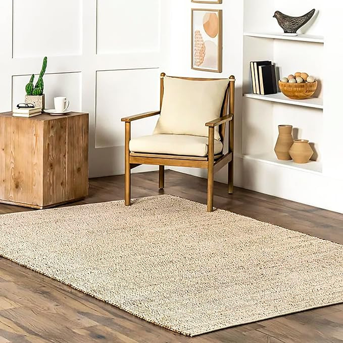 SISOSU Jute Cotton Area Rug - Handcrafted Traditional Rugs - Hand Woven Rug - Natural Rugs for En... | Amazon (US)