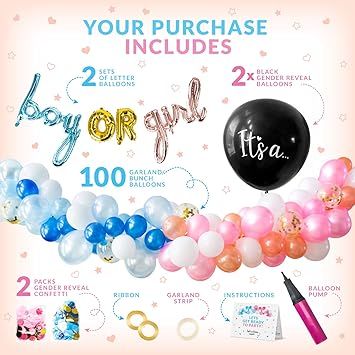 Willa Flare Baby Gender Reveal Party Supplies. 108 Piece Balloon Decorations. Boy or Girl Banner ... | Amazon (CA)