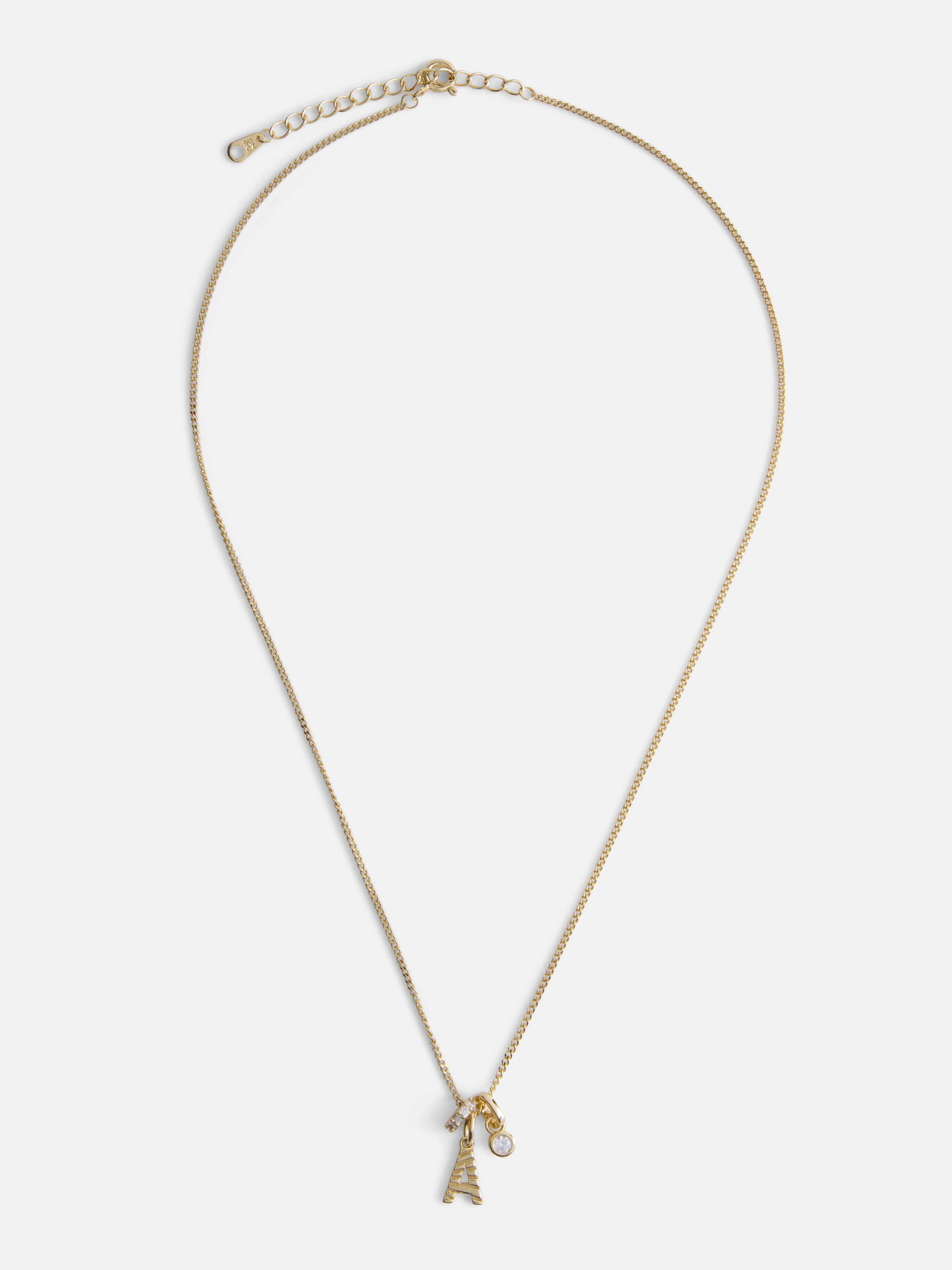 Free Assembly Women's Demi Fine 14K Gold Plated Cubic Zirconia "A" Initial Necklace, 16" + 2" Ext... | Walmart (US)