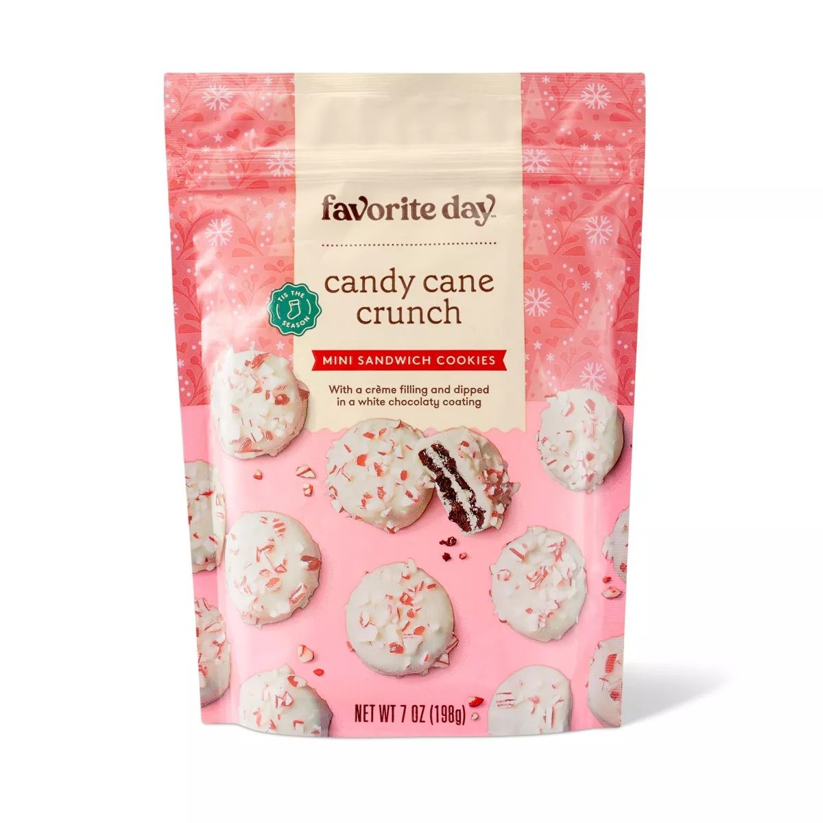 Holiday White Confectionery Coated Mini Sandwich Cookie with Crushed Peppermint - 7oz - Favorite ... | Target