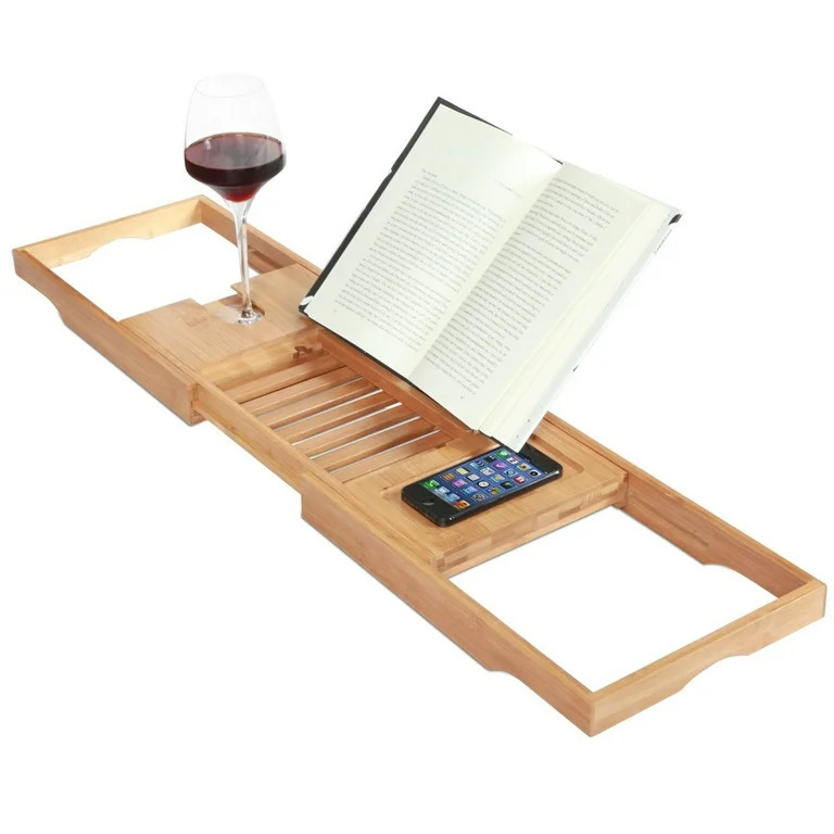 ToiletTree Products Bamboo Bathtub Caddy with Extending Sides and Adjustable Book Holder | Walmart (US)