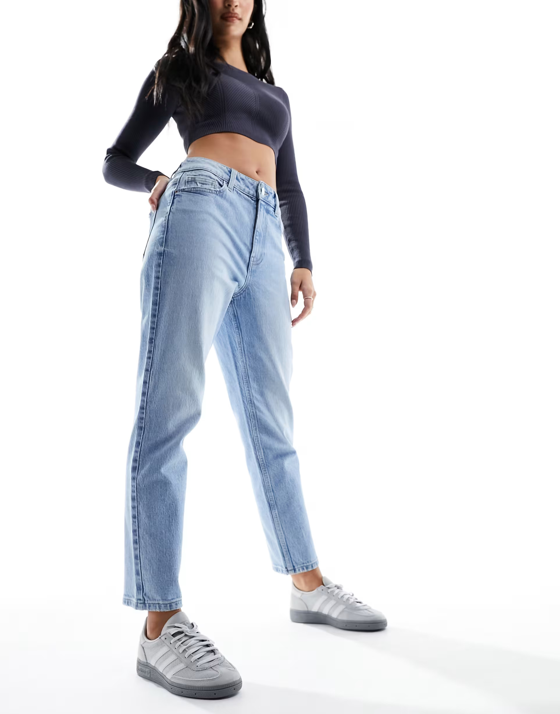 New Look waist enhance mom jeans in medium wash blue | ASOS | ASOS (Global)