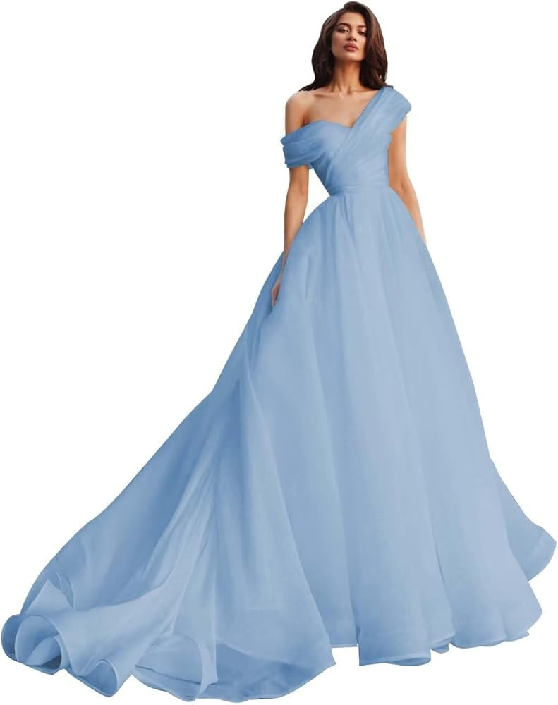 Off The Shoulder Wedding Dresses Tulle Prom Dresses Ruched Puffy A Line Formal Party Gowns | Amazon (US)