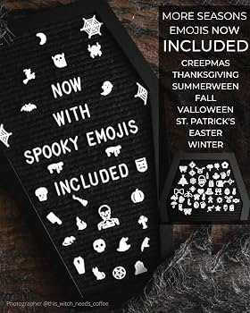 Coffin Letter Board Black With Spooky Emojis and Other Seasons Emojis +500 Characters, and Wooden... | Amazon (US)