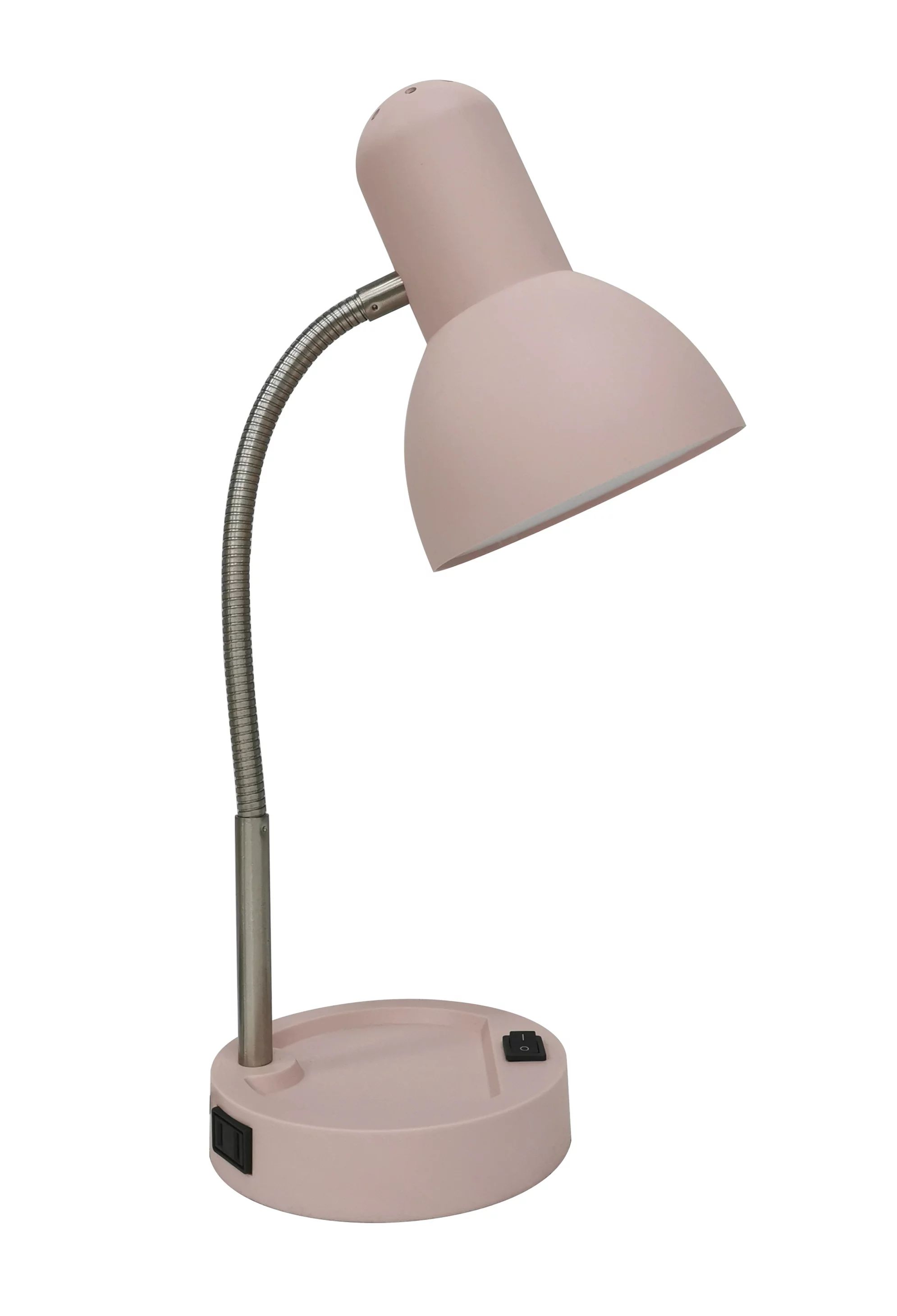 Mainstays LED Gooseneck Desk Lamp with Catch-All Base & AC Outlet, Pink | Walmart (US)