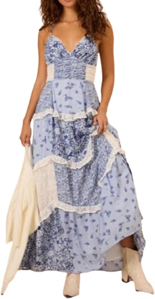 SOYKLDVK Stunning Adernlia Floral Maxi Dress \u2013 Plus Size Boho V-Neck Ruffle Tiered Dress for... | Amazon (CA)
