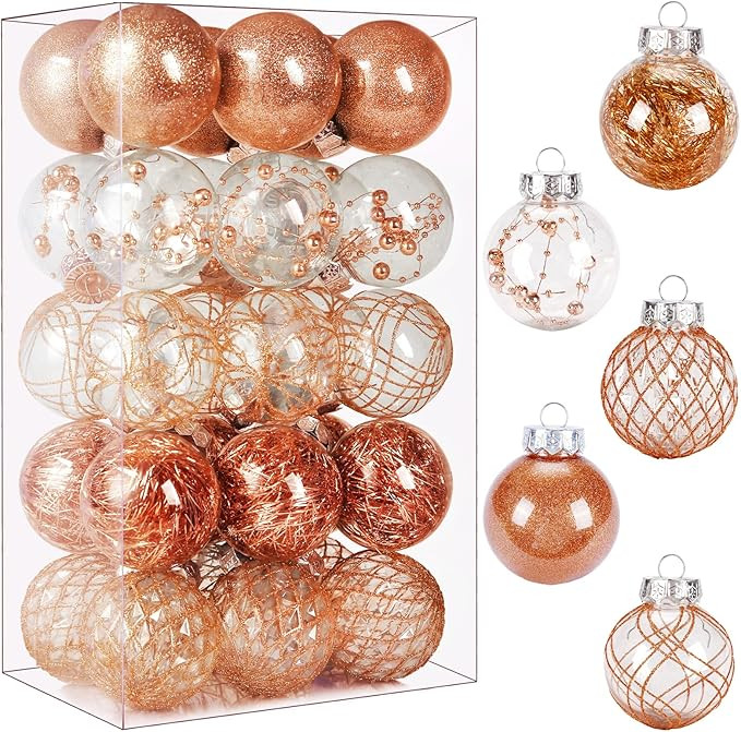 2.36" Clear Christmas Ball Ornaments, 30 pcs Clear Christmas Ornaments Decorations for Christmas ... | Amazon (US)