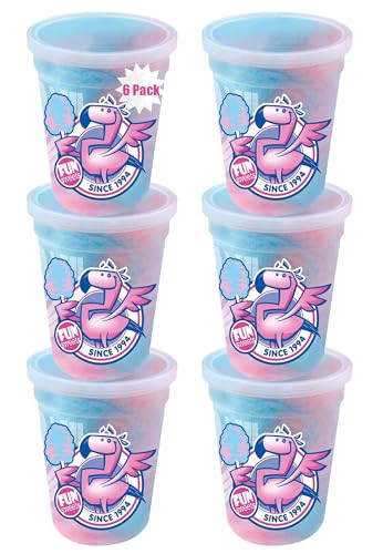 Fun Sweets Cotton Candy 6-Pack - Blue Raspberry and Cherry Swirl Flavor CottonCandy in 1.5 oz Tubs - Individual Carnival Cotton Candy Tubs | Amazon (US)