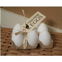 Primitive Eggs in Carton - Farmhouse Decor, Primitive Shelf Sitter Rustic Decor Faux White Eggs | Etsy (US)
