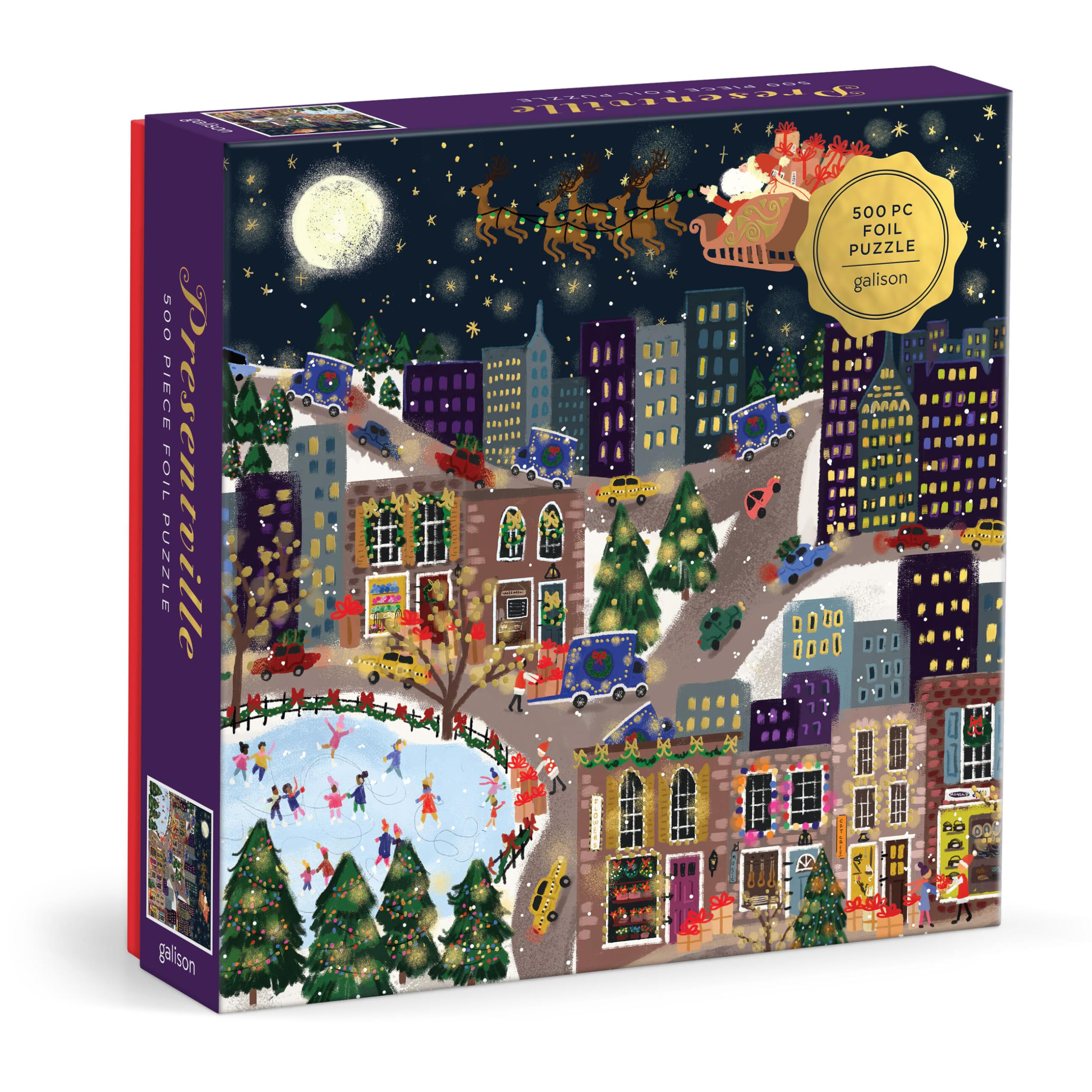 Galison Presentville 500 Piece Holiday Foil Puzzle Featuring Beautiful Artwork of A Cozy and Fest... | Amazon (US)