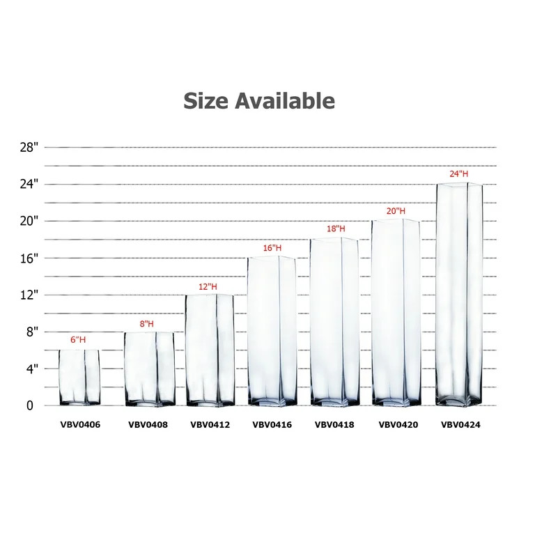 WGV Clear Square Glass Block Vase - 4" Wide x 6" Height, Good quality, Heavy Weighted Base - 1 Pc | Walmart (US)