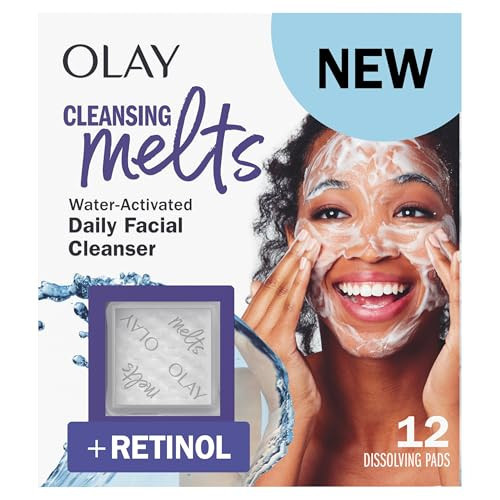 Olay Cleansing Melts + Retinol Face Cleanser, 12ct, Water-Activated Face Wash Cleans, Tones, and Refreshes Skin | Amazon (US)