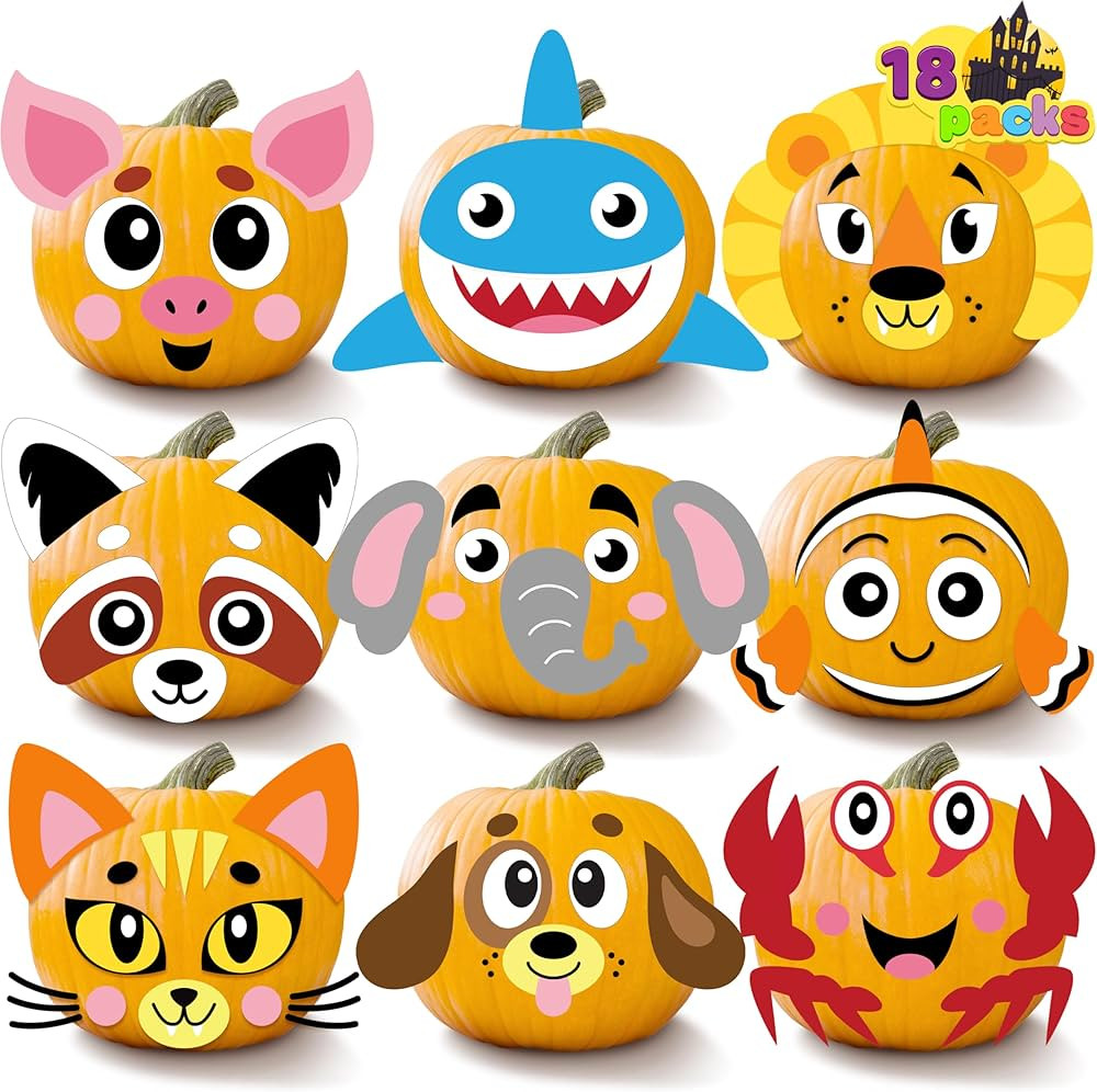 JOYIN 18 Packs Halloween Pumpkin Decorating Stickers Craft Kit, Halloween Party Supplies Arts Act... | Amazon (US)