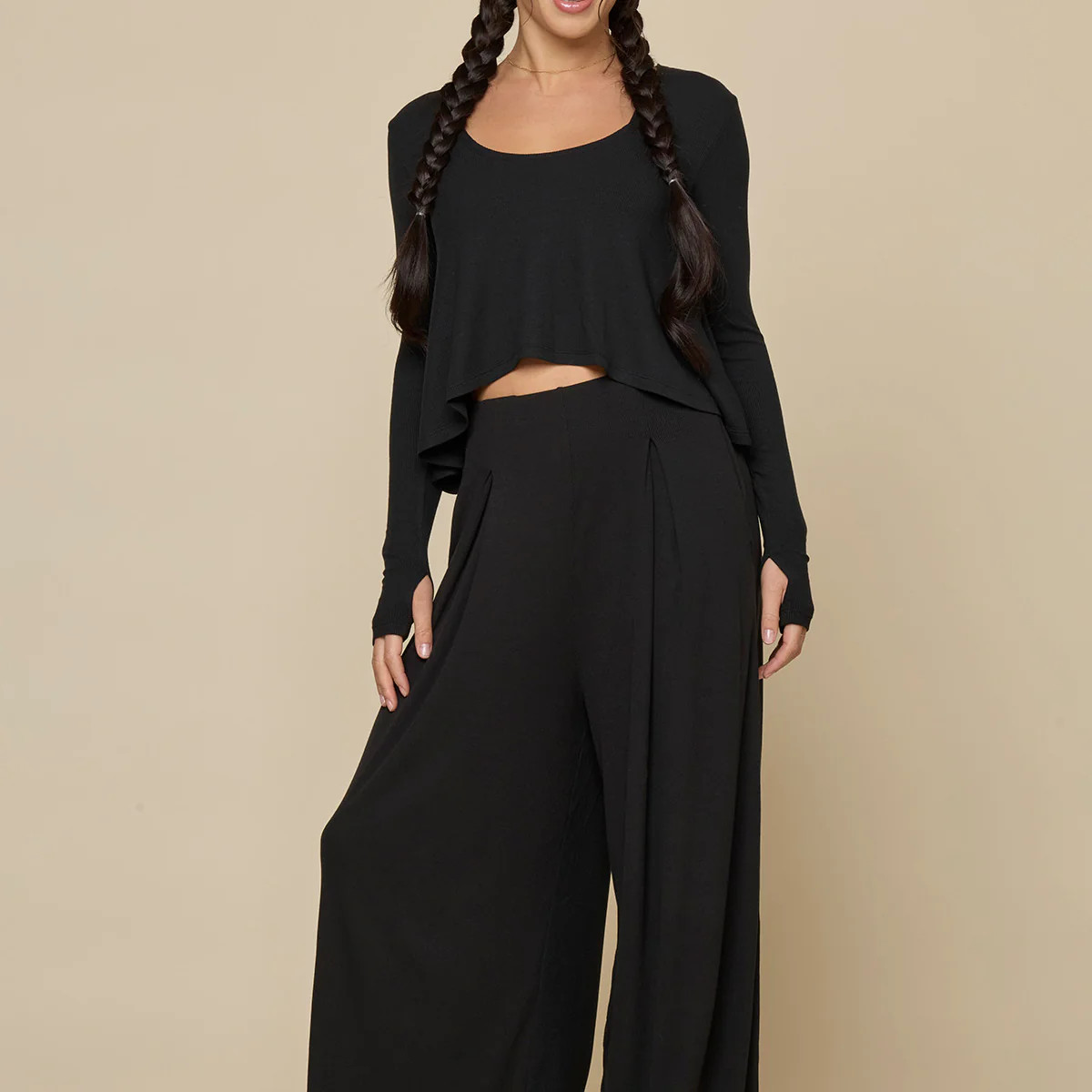 Go with the Flow Wide Leg Pant - Black | POPFLEX