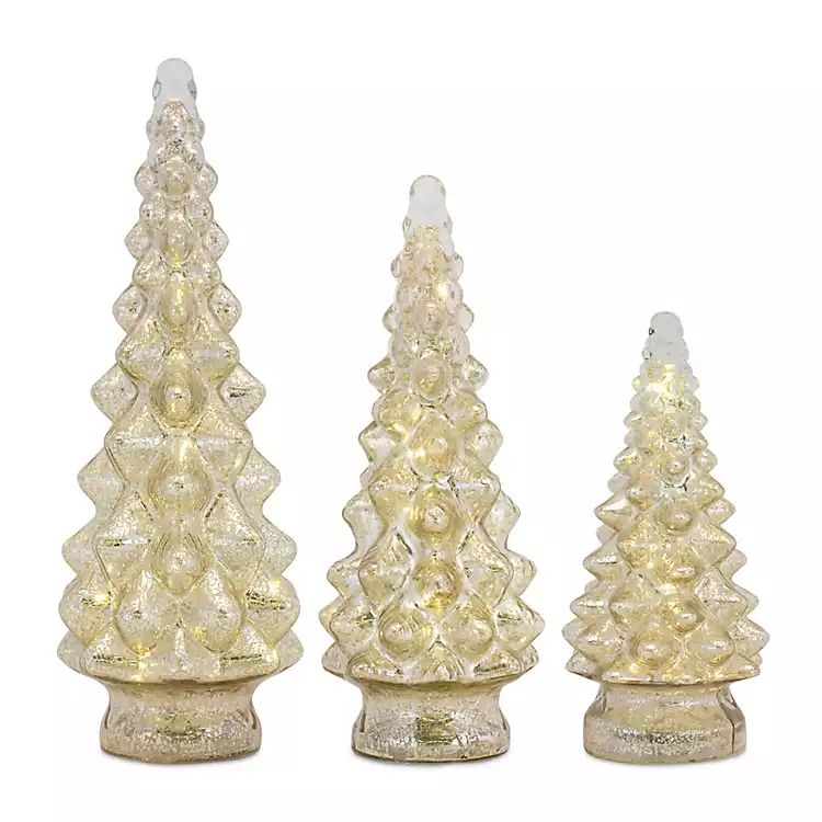 Pre-Lit Glitter 3-pc. Christmas Tree Figurine Set | Kirkland's Home