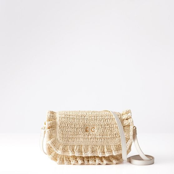 Sofia Ruffle Raffia  Crossbody Bag | Mark and Graham