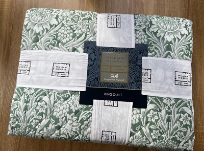William Morris King Quilt- Sunflower / Evergreen - Green White NEW | eBay US