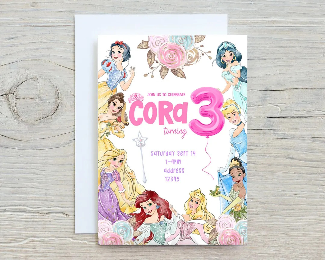 EDITABLE 3rd Birthday Invitation , Princess Birthday Party, Printable Invite, Instant Download, P... | Etsy (US)