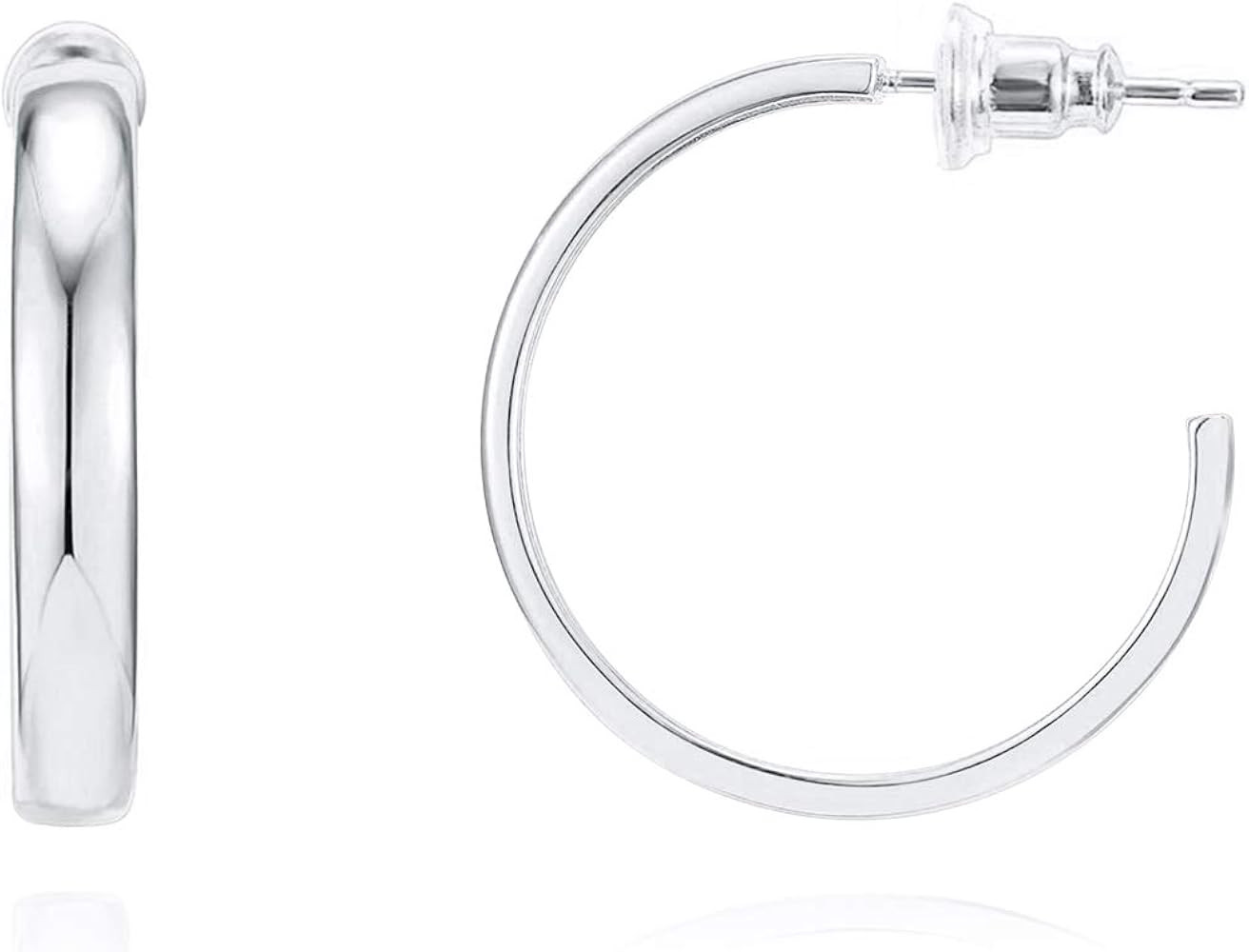 PAVOI 14K Gold Plated Wide Flat Edge Hoop Earrings for Women | Rose, White and Yellow Gold Hoops ... | Amazon (US)