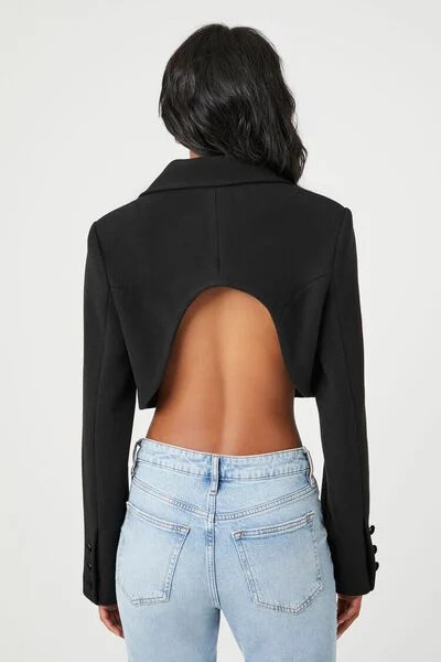 Double-Breasted Cutout Cropped Blazer | Forever 21