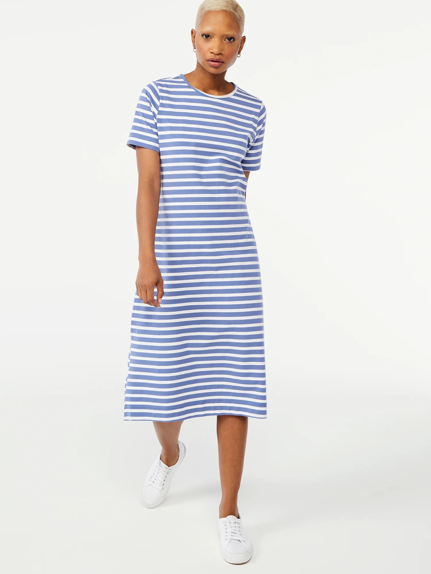 Free Assembly Women's Fit And Flare Midi T-Shirt Dress | Walmart (US)