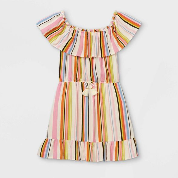 Girls' Ruffle Off the Shoulder Short Sleeve Dress - art class™ | Target