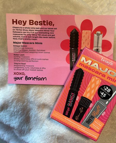 @benefitcosmetics Benefit Cosmetics. Major Mascara Minis
Kit. Mini volumizing, super-curling & extreme lengthening mascaras. Volumize, curl and lengthen lashes with this pocket-friendly trio of Benefit’s most wanted mascaras. Cult-classic They’re Real! lengthens lashes beyond belief, while Benefit’s bestselling BADgal BANG! creates MASSIVE, dramatic volume. Complete the trio with fan-fave Roller Lash to separate & super-curl lashes

#LTKbeauty #LTKGiftGuide #LTKfindsunder50