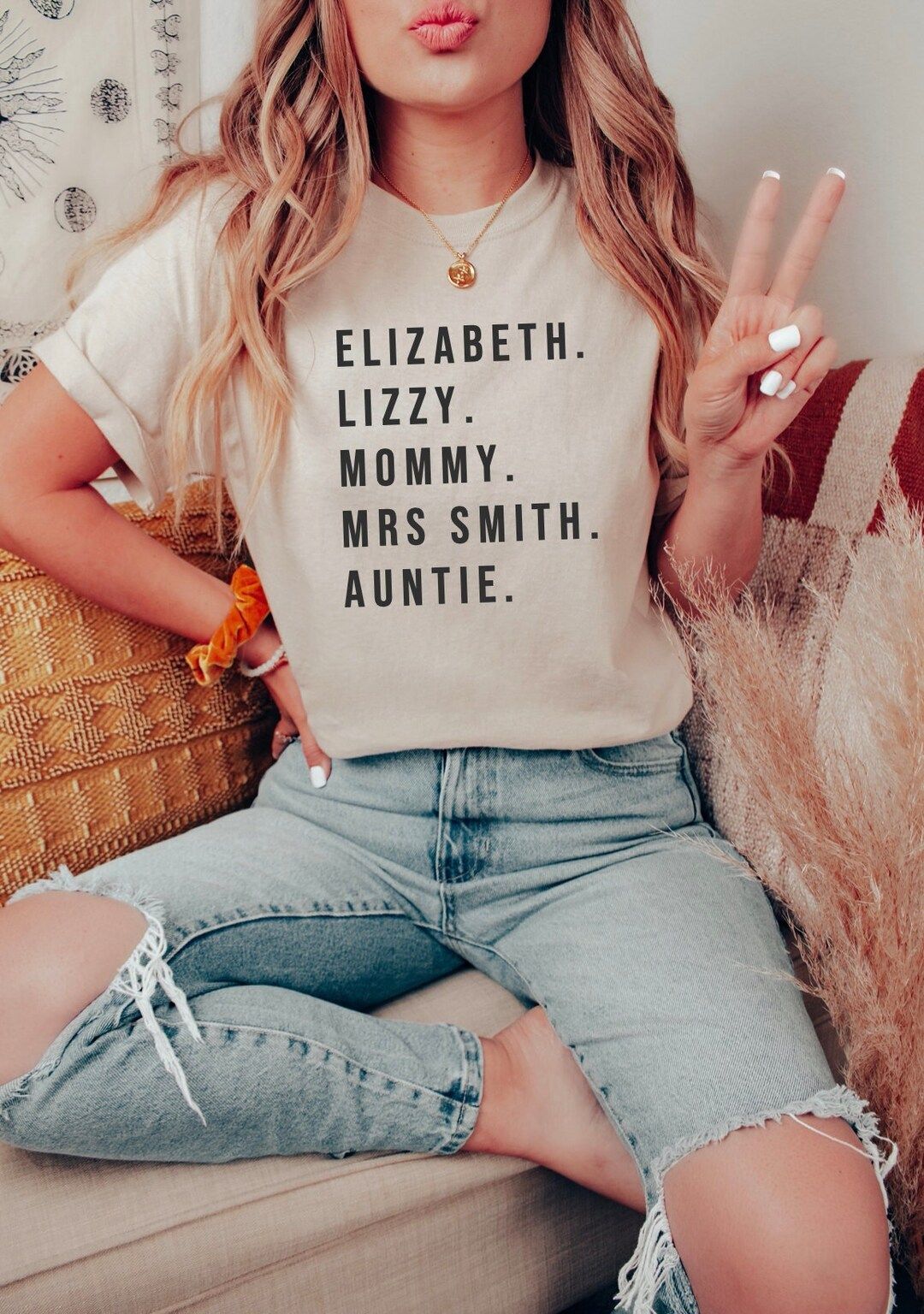 Custom Name Shirt Personalized Mom Gift Shirt Cute Womens - Etsy | Etsy (US)