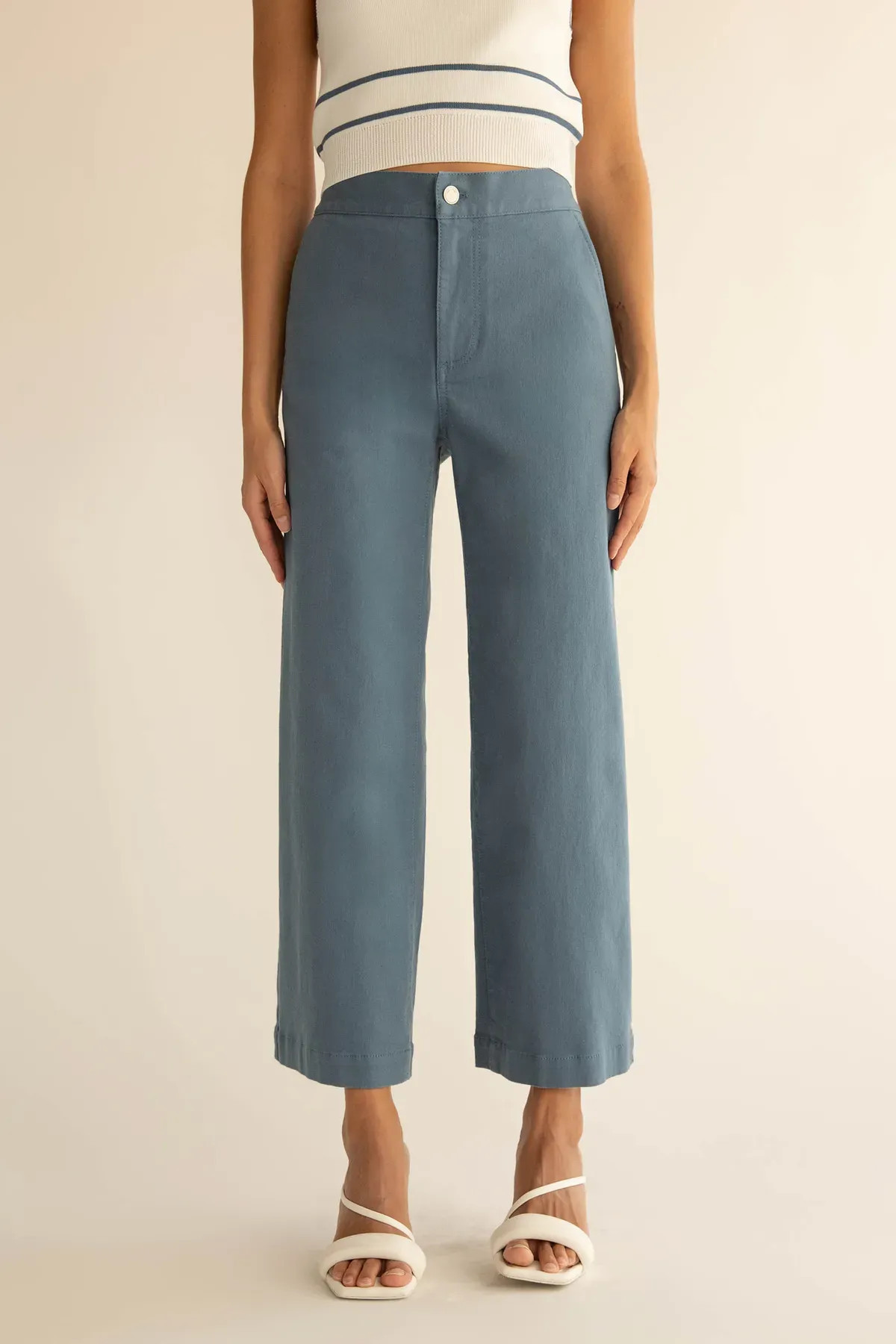 CROPPED LENGTH 26" TWILL WIDE LEG PANT | OAK + FORT