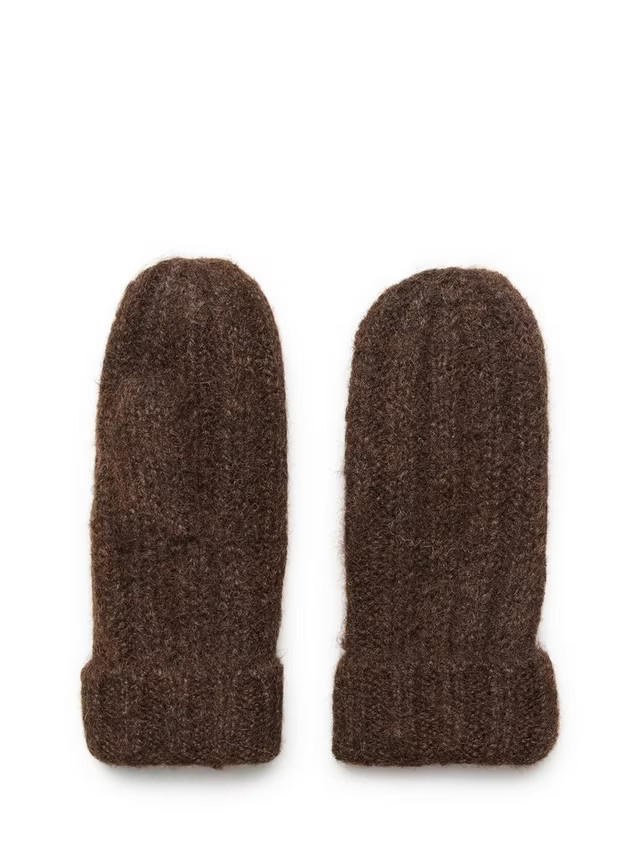 KAFFEAdena Chunky Rib Knit Mittens, Shopping Bag Melange, One Size | John Lewis (UK)