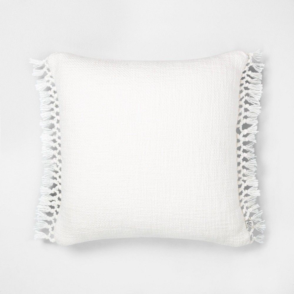 18"" x 18"" Slub Knotted Fringe Throw Pillow - Hearth & Hand with Magnolia | Target