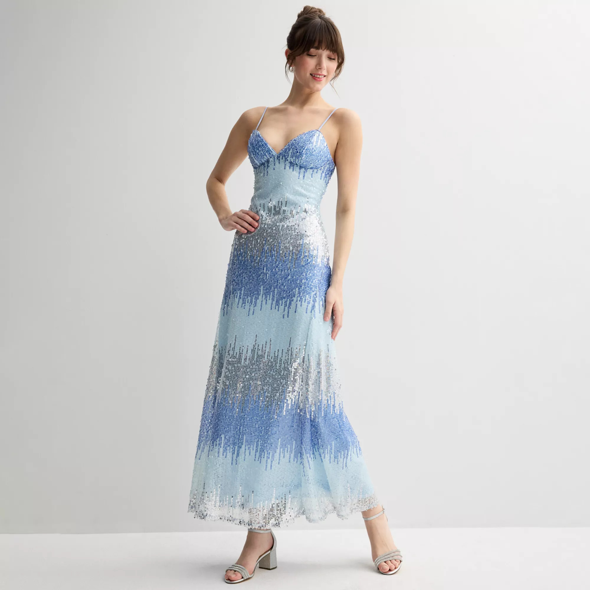 Juniors' Violet Weekend Ombre Sequin Strappy Gown | Kohl's