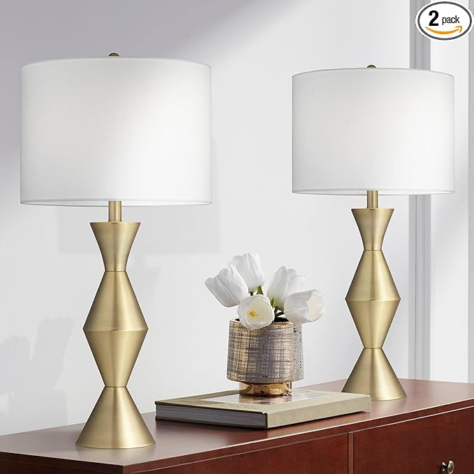 360 Lighting Elka 28" Tall Mid Century Modern Glam Table Lamps Set of 2 Gold Brass Finish Metal L... | Amazon (US)