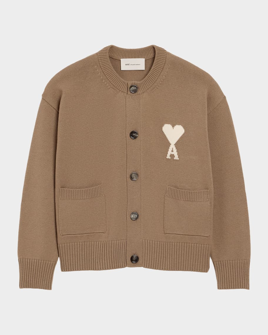 Ami Paris Ami De Coeur Crewneck Cardigan | Neiman Marcus