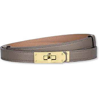 LumiSyne Women Skinny Leather Belt Classic Solid Color Alloy Turn Lock Ladies Adjustable Leather ... | Amazon (UK)