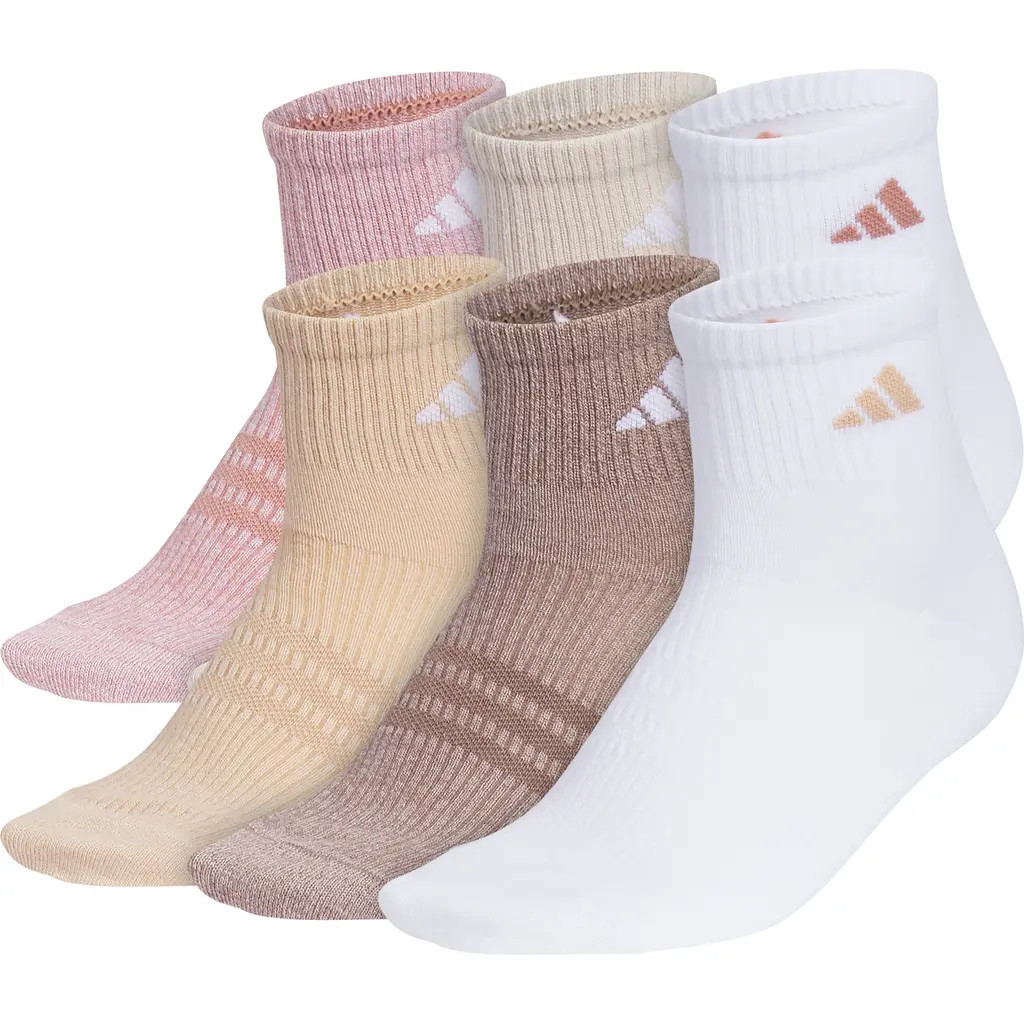 adidas Superlite 3.0 6-Pack Ankle Socks in Clay Pink/Beige/White at Nordstrom Rack, Size Medium | Nordstrom Rack