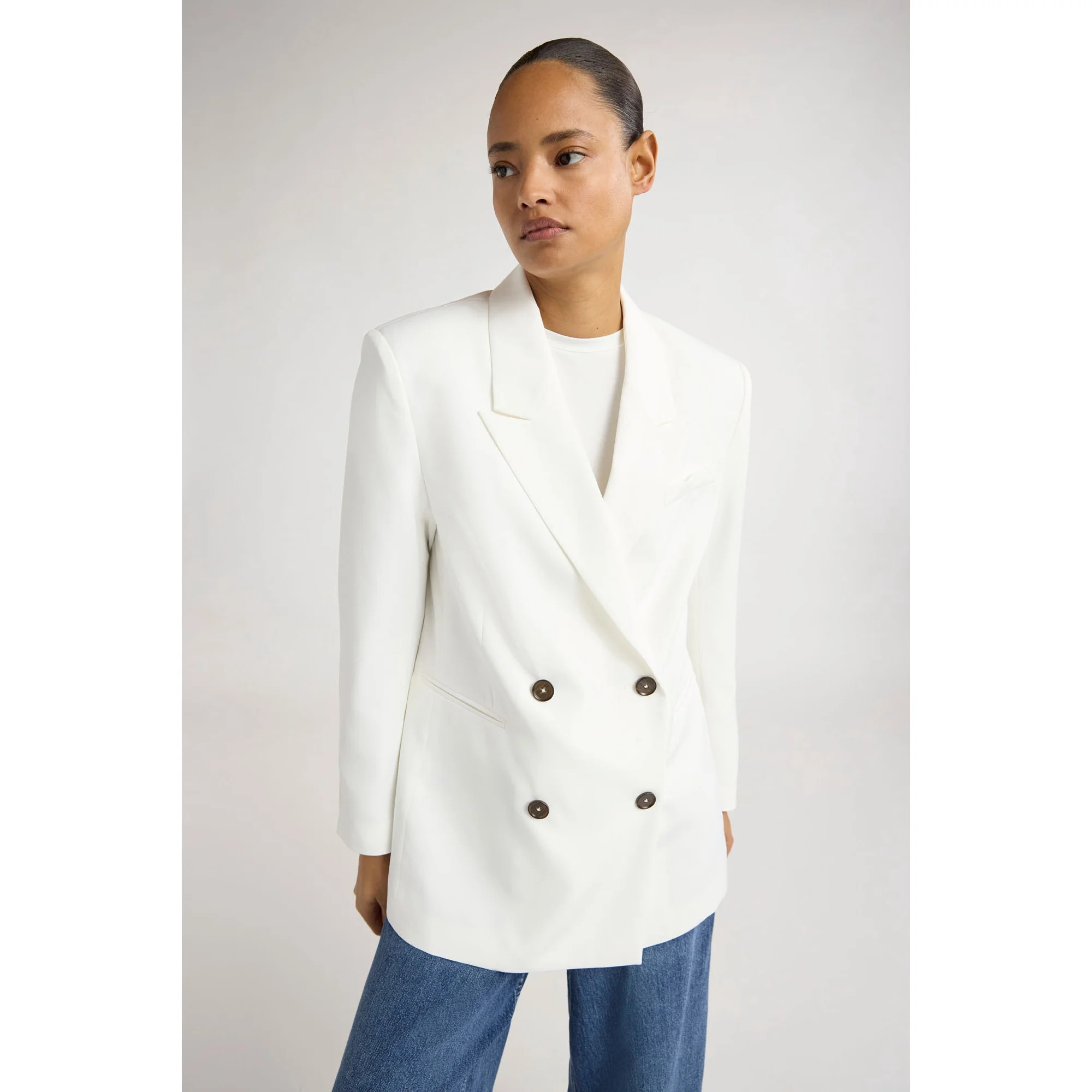 Scoop Women's and Women's Plus Crepe Slouchy Double Breasted Blazer, Sizes XS-4X | Walmart (US)
