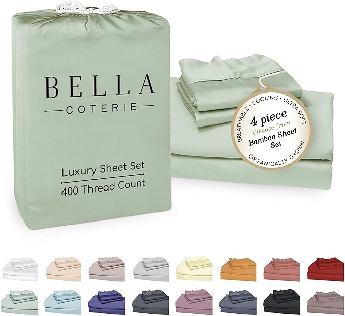 Bella Coterie Luxury Bamboo Viscose Queen Size Sheet Set | 100% Organically Grown | Ultra Soft | ... | Amazon (US)
