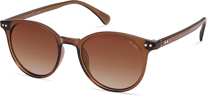 SOJOS Small Round Classic Polarized Sunglasses for Women Men Vintage Style UV400 Lens MAY SJ2113 | Amazon (US)