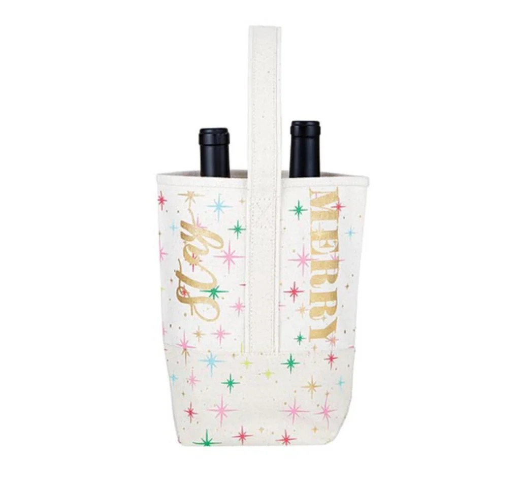 Stay Merry Double Wine Canvas Tote | Pop of Confetti